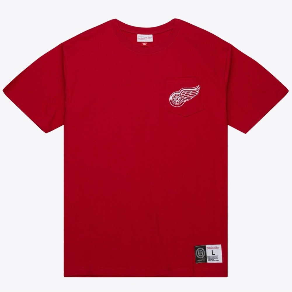 Detroit Red Wings Red Premium Pocket T-Shirt Mitchell & Ness Size XL